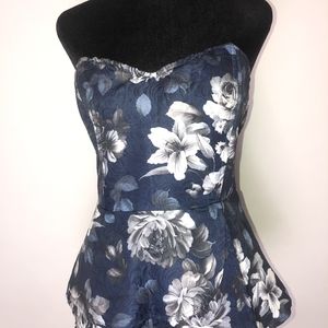Floral Bustier in navy
